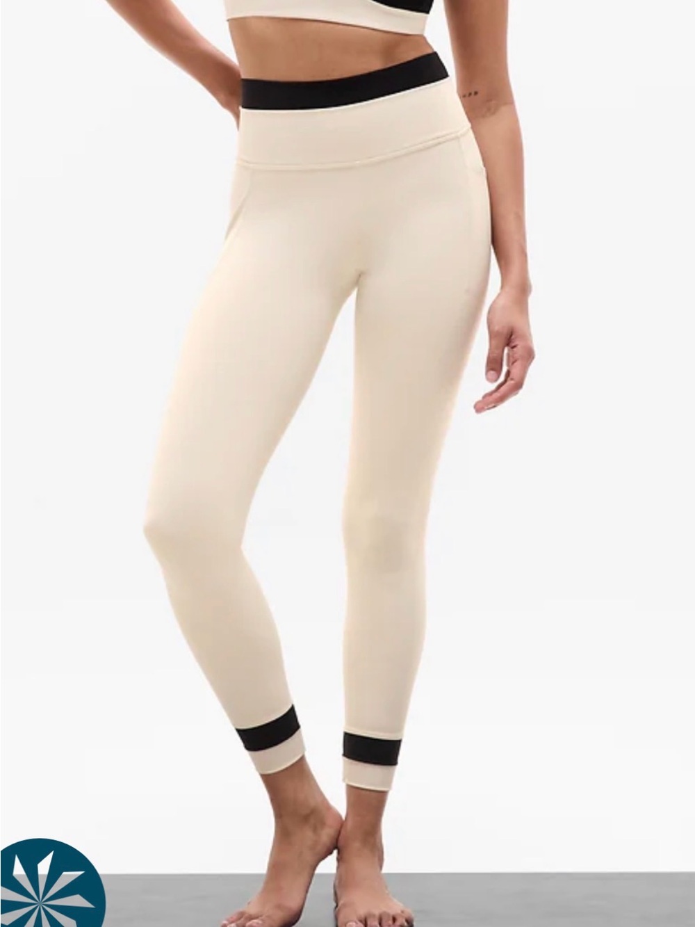 Athleta Salutation Stash High Rise Double Up Lift Legging in Black and Bone